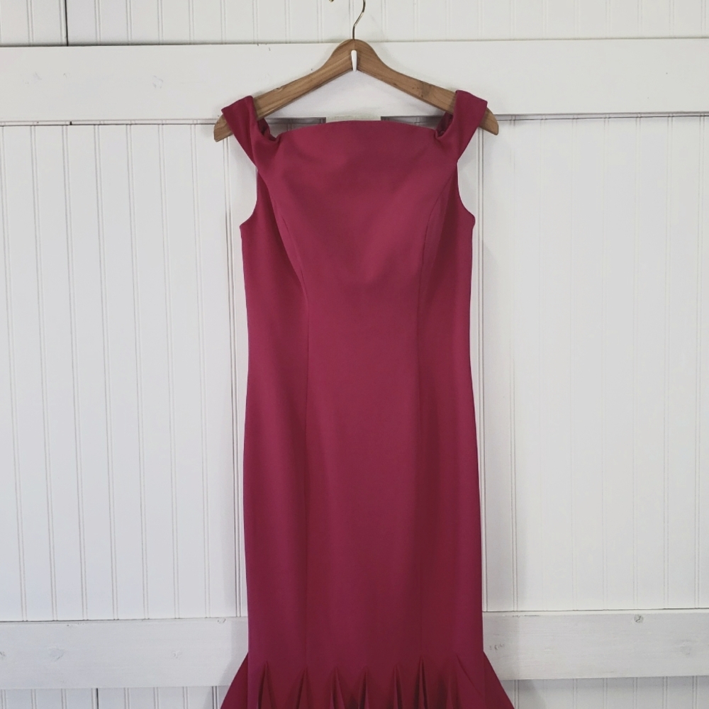 Alexander By Daymor NEW Fuchsia Pink Petal Skirt Maxi Gown Dress Size 6 M1279 - Picture 3 of 15